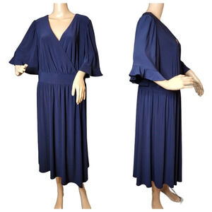 Eliza J stretch navy midi dress.
